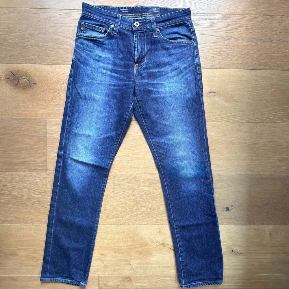 Ag Adriano Goldschmied Everett Slim Straight Jeans Mens 28x34 Dark Wash EUC